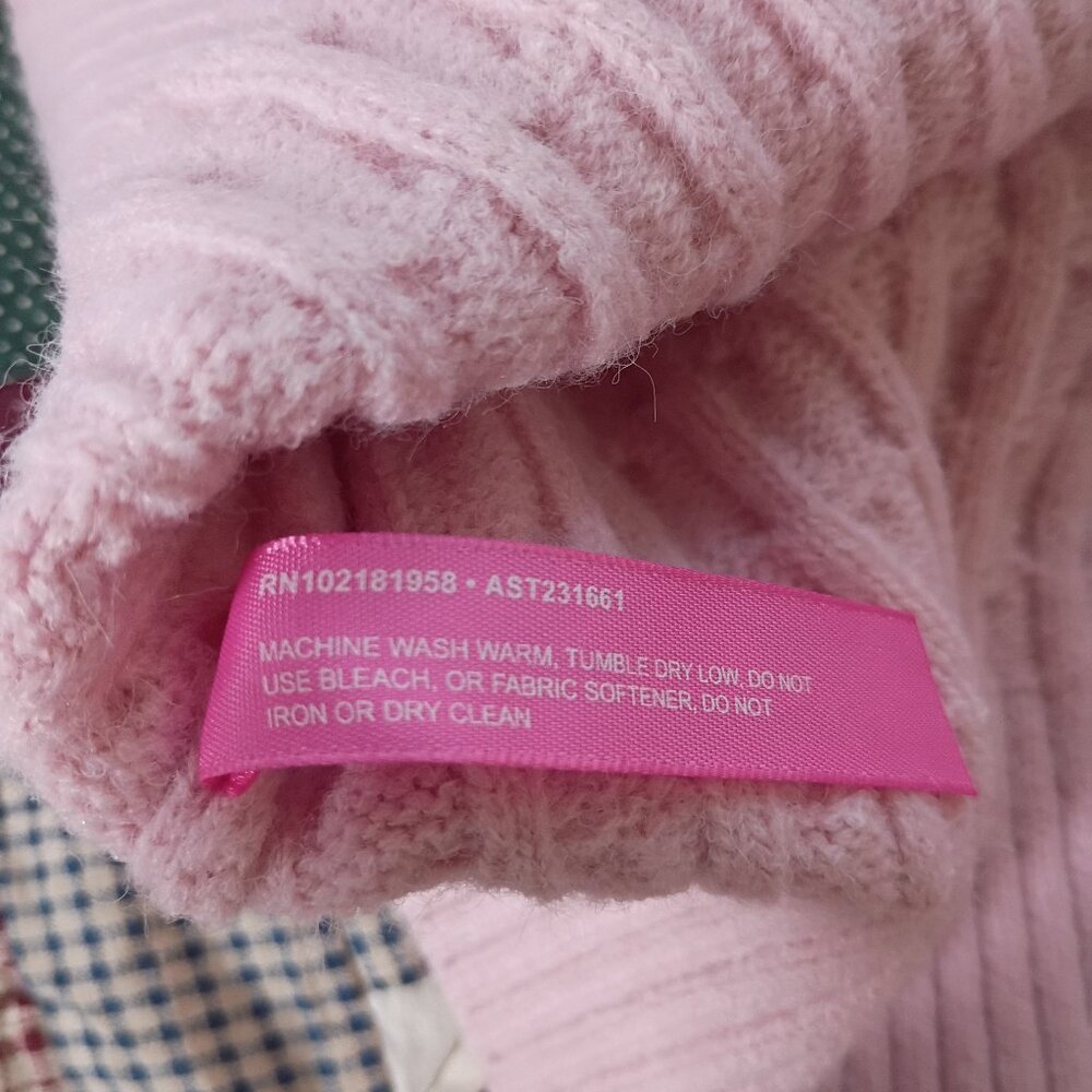 Size M Sugar Thrills Pink Ruffle Turtleneck Sweater - Picture 10 of 10